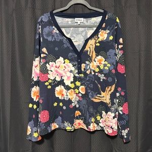 CYELL Pajama Intimates Top Floral Garden Print Longsleeves Size 42(XL)